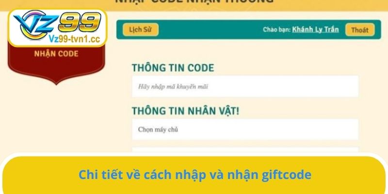 Chi tiết cách nhập và nhận giftcode